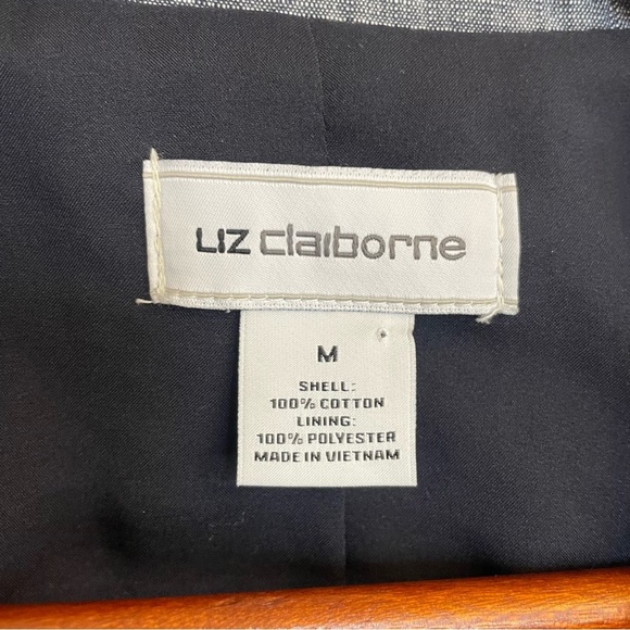LIZ CLAIBORNE Women’s Blue Lined Moto Zip Up Cropped Jacket Size Medium - Picture 7 of 16
